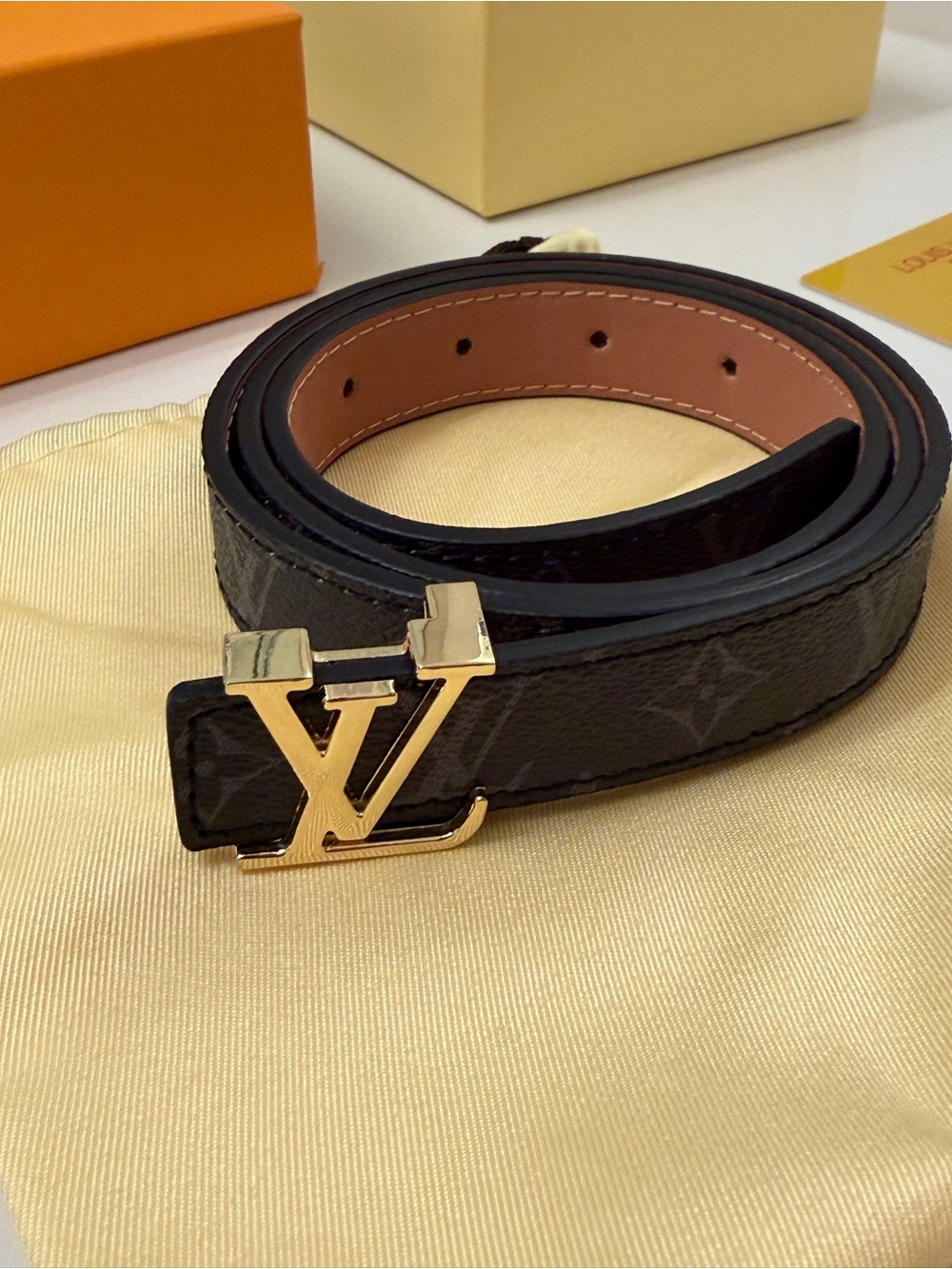 Louis Vuitton Initiales LV Belt – Black Monogram – Gold-Tone Buckle